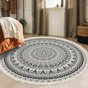 Boho Rug 4Ft Circle Farmhouse Carpet Round Floral Rug Summer Rustic Bedroom