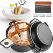 Cast Iron Dutch Oven 5QT with Lid, Banneton Proofing Basket & Baking Supplies