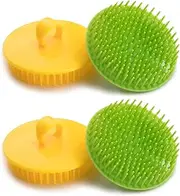 Hair Scalp Brush Dandruff Cleaning Brush Shower Scalp Shampoo Brush Scalp Massager Pack of 4(Green and Yellow)