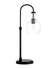 Abraham + Ivy Verona Blackened Bronze Arc Table Lamp With Clear Glass Shade