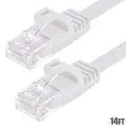 14FT Cat6 RJ45 Network LAN Ethernet FLAT UTP Patch Cable Cord 550MHz 30AWG White