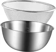 Housoutil 1 Set Stainless Steel Drain Basket Metal Colander Stainless Steel Stainless Steel Set Stainless Steel Colander Strainer Fine Mesh Strainer Rice Rinser Strainer Mesh Colander Silver