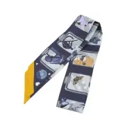 Hermes Twilly Scarf Story Navy Silk 100