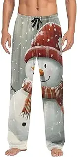 [XYMZR] Christmas Snowman Snow Men's Pajama Bottoms Lounge Pajama Pants Sleep Bottoms with Pockets for Men S