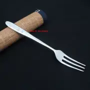 Solid 999 Fine Silver Three Teeth Fork Dragon Phoenix Handle Cake Fork 5.51inch
