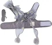 Cat Harness and Leash Set Breathable Fairy Bowknot Vest Cat Rope Walking Outdoor Nylon Mesh (S)