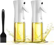 Oil Sprayer for Cooking, 2 Pack 6.7oz/200ml Olive Oil Spray Bottle with Brush Refillable Food Grade Oil Sprayer Mister for Air Fryer, Salad, Baking, Grilling, Frying