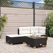 VRAXO Garden Stool with Cushion Black 63.5x56x32 cm Poly Rattan -7KG,365911