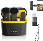 PILSAMAS Wireless Lavalier Microphone for iPhone 15 16 Android with Lightning Adapter, USB C iPhone Microphone for Video Recording, Streaming -2 Pack, 48KHz 32Bit, 100ft, Noise Canceling