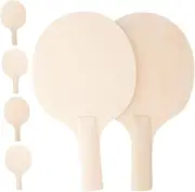 Pong Paddle Blank Rackets 6pcs Unfinished Wooden Paddles Grips for DIY Sports Crafting