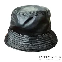 在飛比找Yahoo奇摩購物中心優惠-【INTIMATUS】IA2105 真皮時尚經典漁夫帽 黑色