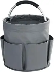 17L Foldable Garden Tool Organizer, Portable Outdoor Tool Storage Bag and Beach Basket (Grey)