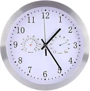 Radio Wall Clock, 30 Cm Radio Controlled Wall Clock Quartz Radio Controlled Clock Silent with Thermometer,Garden Clocks Outdoor Waterproof, Baifantastic