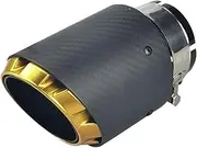 Muffler tip, Bullet Head Multi-color Carbon Fiber Exhaust Tail Tips Compatible For Modifcate Car Decoration Muffler TIP Gold(Gold-inlet 51mm)