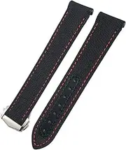 [TIOYW] 20mm Watchbands Canvas Leather Bottom Watchband for Omega Seamaster 300 Speedmaster AT150 Planet Ocean Nylon Watch Strap for man woman