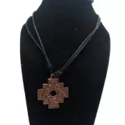 Unisex Handmade Inca Chakana Bronze Necklace with Andean Trilogy Design