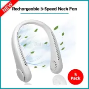 5 USB Portable Rechargeable Neckband Lazy Neck Hanging Dual Cooling leafless Fan