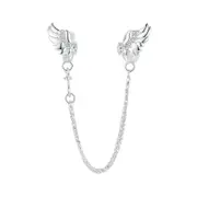 925 Sterling Silver Wings Safety Chain Charm For Bracelets