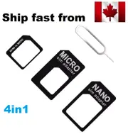 4in1 Nano microSIM Card Standard Convert Adapter micro sim needle iphone tablet