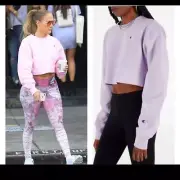 Champion oversized Reverse Weave cropped cut off lilac sweatshirt size small