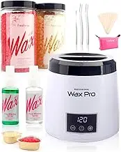 Freshine Waxing Kit, Digital Pro Wax Pot Kits, Non-Stick Heater Warmer, Hard Beads Paperless Brazilian Depilatory for Eyebrow, Face, Body, and Leg Hair Removal Home or Salon Use White (400g Spray Kit)