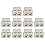 10Pcs Alloy Spring Cord Lock Ends Toggle for Shoelaces Silver Tone 15x13.5mm