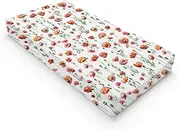 Watercolor Poppy Floral Changing Pad Covers Red Poppy Flowers Diaper Changing Table Pad Sheets for Boys Girls Wild Floral Soft Breathable Stretchy Baby Nursery Diaper Changing Table Mats 32''x16''