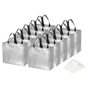 Gift Bags with Cards, 12 Set 13" Reusable Non-Woven Gift Goodie Bags, White