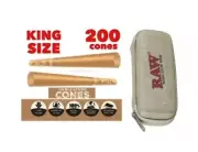 zig zag unbleached KING size pre rolled cone+RAW cone wallet case