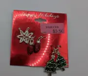 Vintage Sears Christmas Earrings Snowflakes, Christmas Trees, Ornaments, 80's