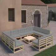 12 Piece Garden Lounge Set with Cushions Solid Pinewood vidaXL