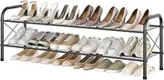 Hoctieon 2 Tier Shoe Rack for Closet, Shoe Rack FreeStanding, Entryway Shoe Shelf, Shoe Storage Organizer, Durable Mesh Style Shoe Racks, Black