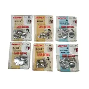 Vtg Gripper Cover Buttons Lot 6 Refills Kit Aluminum Assorted Sizes USA NOS HTF
