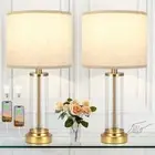 Beige Gold Bedroom Lamps Set of 2 - Touch Bedside B. Beige Shade & Gold Base