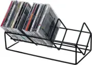 Tabletop Black Metal Wire CD Storage Stand, Video Game DVD Media Organizer Rack