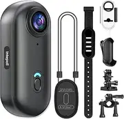 Mini Action Camera WIFI 4K 128GB Thumb POV Portable with IPX7 Waterproof Underwater Camcorder Helmet Mount Magnetic Sports DV for Cycling, Pets, Vlogging (Black)