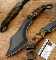 IMPACT CUTLERY RARE CUSTOM D2 POWDER COATED FULL TANG KNIFE RAM HORN HANDLE