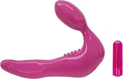 Pure Love Pink Vibrating Strapless Strap On Silicone Dildo