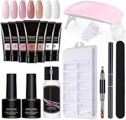 Gel Nail Kit, Extension Gel Nail Kit, Gel Nail Polish Kit with U V Light 15ml 7 Colors Gel Extension Nail Kit with Nail Manicure Tools for Beginner DIY at Home, Gel Extension Nail Kit