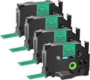 GREENCYCLE Compatible for TZe-741 TZ741 AZE Tape 18mm 0.7 Inch 3/4" Black on Green Laminated Label Tape for PTD400, PTD400AD, PTD450, PTD600, PTP700, PTP710BT Label Makers, 4 Pack