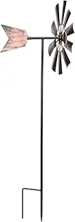 Luxshiny Outdoor Yard Windmill Wind Spinner, Metal Wind Spinners Yard Decor Pinwheel, Metal Wind Sculptures & Spinners for Garden, Patio, Lawn, 73x24x18cm