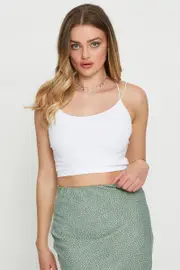 White Bralette Top Seamless Crop - Size M/L, Women's Bralette