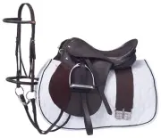 17 Inch All Purpose English Saddle Package - Brown - All Leather - 7" Gullet