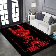 Rock and Roll Sign Rug, Guitar Rug, Rock Music Lovers Rug, Rock n Roll Rug, Rock