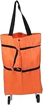 OSOLADY Folded Shopping Cart Portable Collapsible Trolley for Vegetables Luggage Lightweight Organizer for Gym Travel and Shopping Orange Color