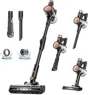 [AGLUCKY] Stick Vacuum Cleaner, Power Suction Vacuum Cleaners with Hepa Filter, LED Headlight, Bendable Handle, Rechargeable Vacuum Cleaners for Hardwood Floor & Carpet(Grey)