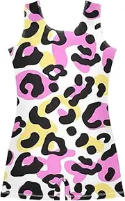 [ODAWA] Leopard Spots Pastel Girl Leotard Gymnastics One-Piece Biketards Outfits Leotards for Toddler 2-10T