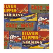 Wrapping Paper, RARE Vintage Plane Design, 25 Sheet Pack, 12"x12", Scrapbooking