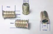 Qty 100 M6 15mm Hard Wood Timber Threaded Flange Zinc Steel Insert Allen Hex Nut