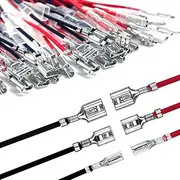 xioaue 30PCS 2.8mm /4.8mm /6.3mm Female Speaker Wire Connectors with Insulation Sleeve Speaker Connector Quick Splice Kit